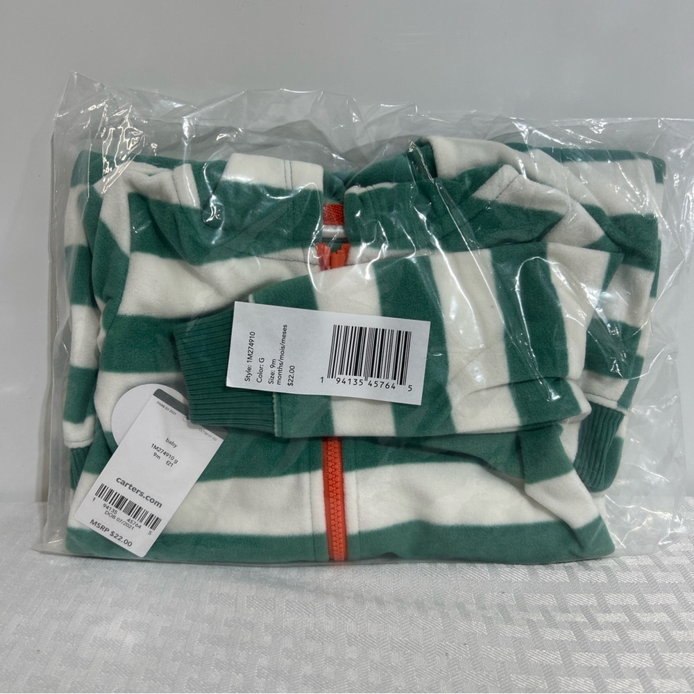 NWT! CARTER’S BABY FLEECE Footed Pajamas•stripes•9 Months. STILL NEW IN SEALED